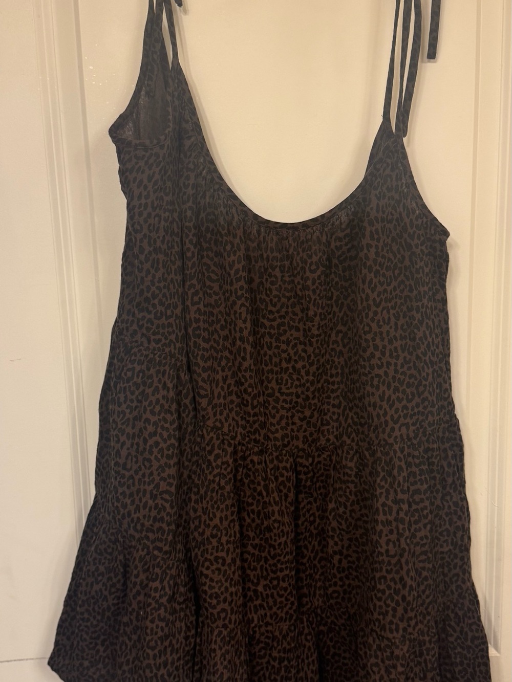 Women’s Leopard Print Swim Coverup Dress - Black/Brown